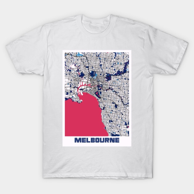 Melbourne - Australia MilkTea City Map T-Shirt by tienstencil